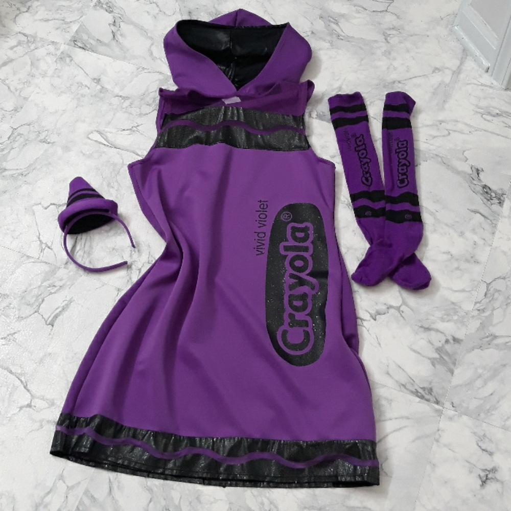 Halloween costume sparkly mesh hooded crayon